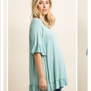 Pinkblush Tops - Pinkblush Mint Raw Cut Ruffle Trim Top Pinkblush Tops - Pinkblush Mint Raw Cut Ruffle Trim Top
